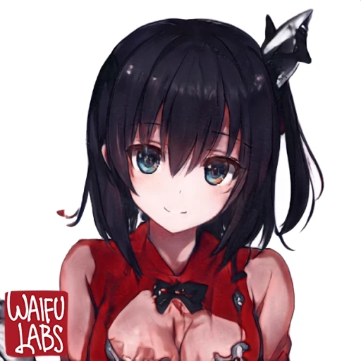 黒いミディアムヘアーと青眼が特徴的な女の子のイラスト